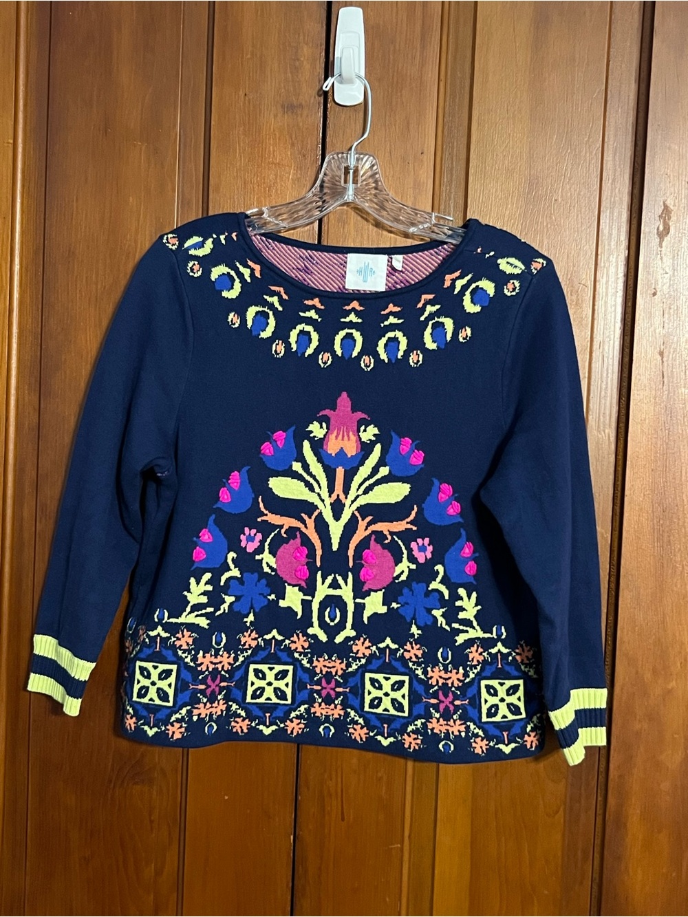 Anthropologie HWR Vibrant Sweater Embroidered Details Size Medium Festival Boho